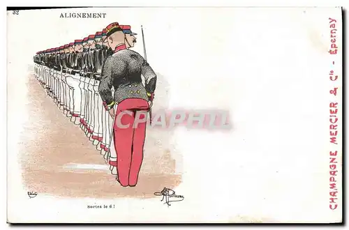 Ansichtskarte AK Fantaisie Illustrateur Albert Guillaume Alignement Militaria