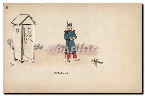 Ansichtskarte AK Fantaisie Illustrateur Albert Guillaume Militaria Solitude