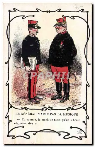 Ansichtskarte AK Fantaisie Illustrateur Albert Guillaume Militaria Le general n&#39aime pas la musique