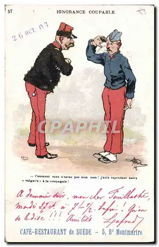 Cartes postales Fantaisie Illustrateur Albert Guillaume Militaria Ignorance coupable