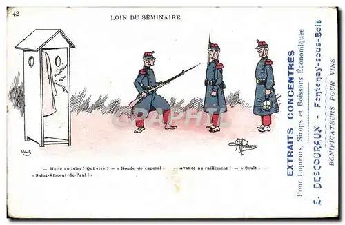 Ansichtskarte AK Fantaisie Illustrateur Albert Guillaume Militaria Loin du seminaire