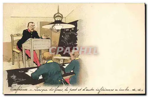 Cartes postales Fantaisie Illustrateur Albert Guillaume Militaria Conference