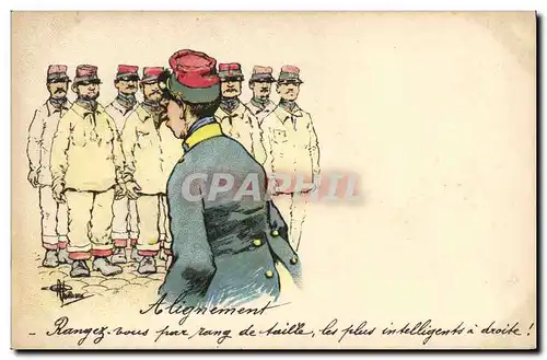 Ansichtskarte AK Fantaisie Illustrateur Albert Guillaume Militaria Alignement
