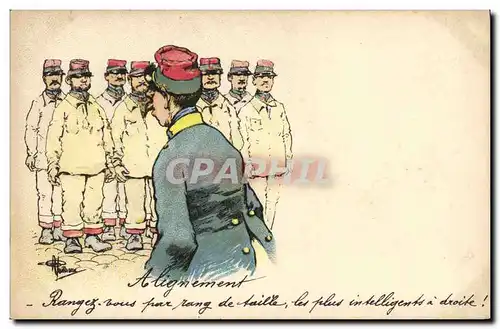 Cartes postales Fantaisie Illustrateur Albert Guillaume Militaria Alignement