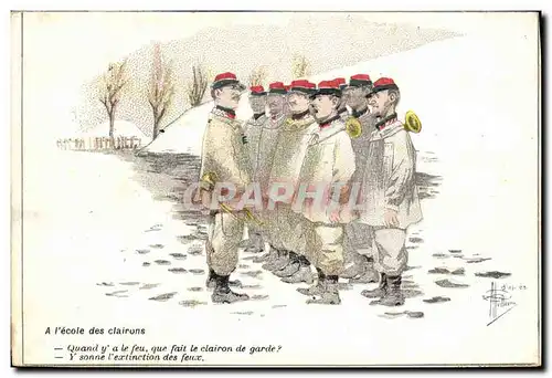 Ansichtskarte AK Fantaisie Illustrateur Albert Guillaume Militaria A l&#39ecole des clairons