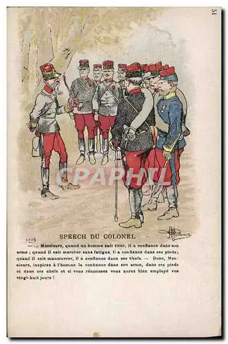 Cartes postales Fantaisie Illustrateur Albert Guillaume Militaria Speech du colonel