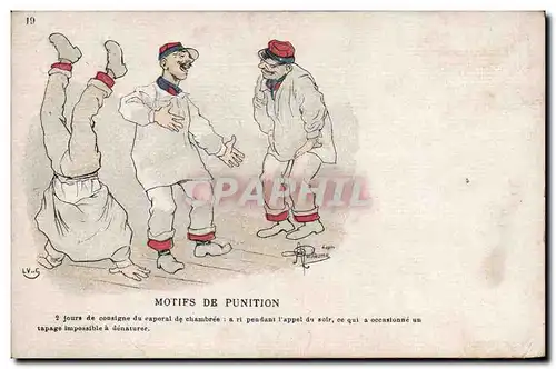 Cartes postales Fantaisie Illustrateur Albert Guillaume Militaria Motifs de punition