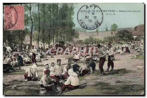 Cartes postales Militaria Manoeuvres Repos bien gagne