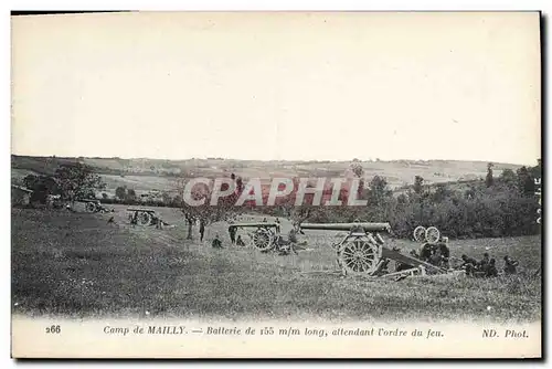 Cartes postales Militaria Camp de Mailly Batterie de 155 mm long