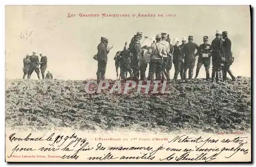 Cartes postales Militaria Les grandes Manoeuvres d&#39armees de 1902 L&#39Etat Major du 17eme Corps d&#39armee