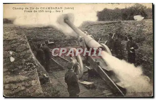 Cartes postales Militaria Champ de tir de Chambaran Piece de 155 long feu