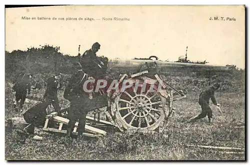 Ansichtskarte AK Militaria Mise en batterie de nos pieces de siege Notre Rimalho