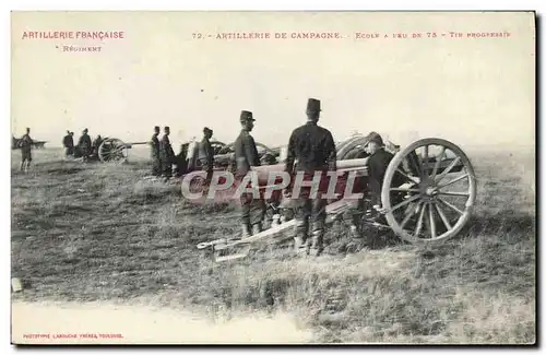 Cartes postales Militaria Artillerie de campagne Ecole a feu de 75 Tir progressif