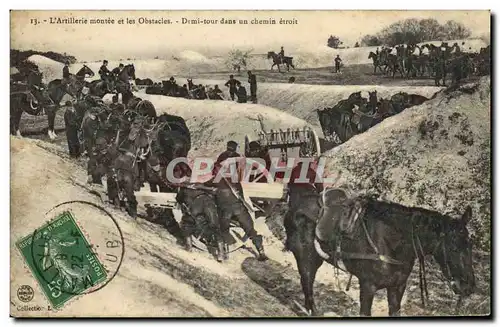 Cartes postales Militaria L&#39artillerie montee et les obstacles Demi tour dans un chemin etroit