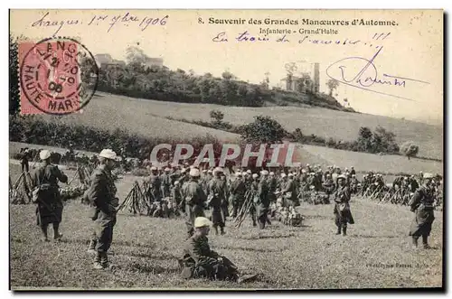 Cartes postales Militaria Les grandes Manoeuvres d&#39automne Infanterie Grand Halte