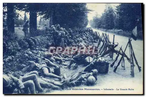 Cartes postales Militaria Les grandes Manoeuvres Infanterie La Grande Halte