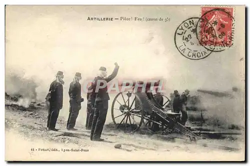 Cartes postales Militaria Artillerie Piece Feu