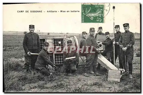 Cartes postales Militaria Camp de Sissonne Artillerie Mise en batterie