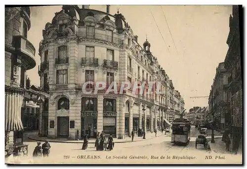 Cartes postales Banque Orleans La Societe Generale Rue de la Republique Tramway