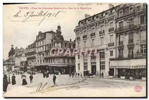 Ansichtskarte AK Banque Troyes Place des Anciennes boucheries et rue de la Republique Societe Generale