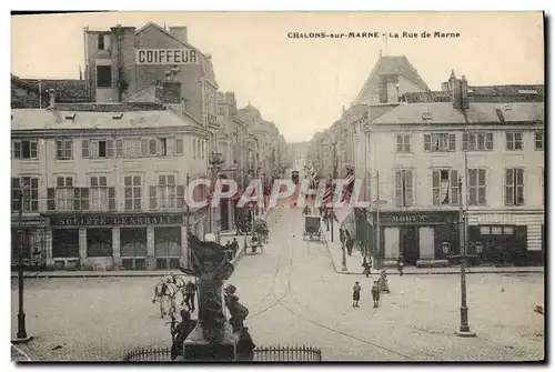Cartes postales Banque Chalons sur Marne La rue de Marne Societe Generale Coiffeur