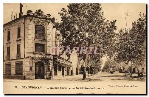Cartes postales Banque Draguignan L&#39avenue Carnot et la Societe Generale