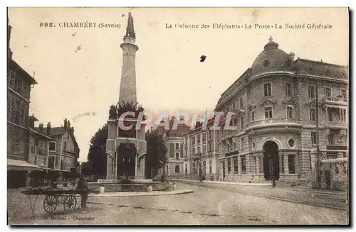 Cartes postales Banque Chambery La fontaine des Elephants La Societe Generale