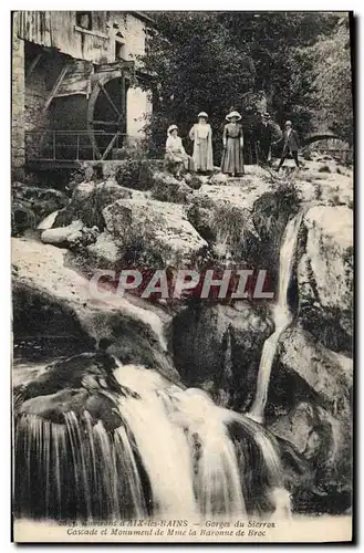 Cartes postales Moulin a eau Environs d&#39Aix les Bains Gorges du Sierroz Cascade et monument de Mme la baronne