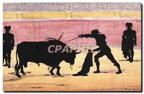 Cartes postales Contre la lumiere Corrida Taureau