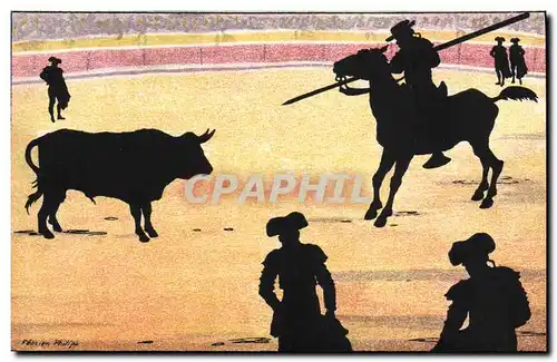 Cartes postales Contre la lumiere Corrida Taureau