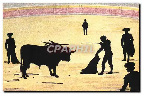 Cartes postales Contre la lumiere Corrida Taureau