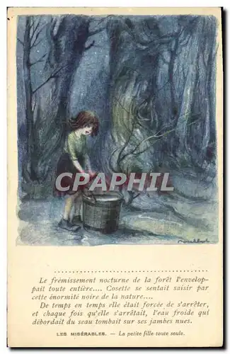 Cartes postales Fantaisie Illustrateur Poulbot Victor Hugo Les Miserables La petite fille toute seule Cosette