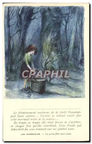 Cartes postales Fantaisie Illustrateur Poulbot Victor Hugo Les Miserables La petite fille toute seule Cosette