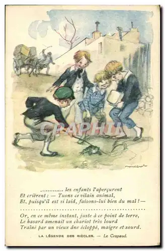 Cartes postales Fantaisie Illustrateur Poulbot Victor Hugo La legende des siecles Le Crapaud Grenouille