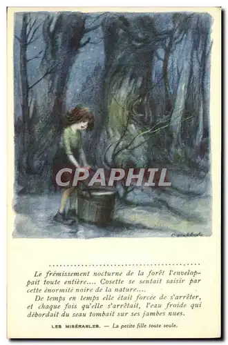 Cartes postales Fantaisie Illustrateur Poulbot Victor Hugo Les Miserables La petite fille toute seule Cosette