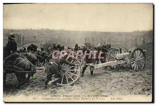 Ansichtskarte AK Militaria Manoeuvres Changement de position d&#39une batterie de 75mm