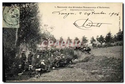 Cartes postales Militaria Souvenir des grandes manoeuvres d&#39automne Infanterie a la Grand Halte