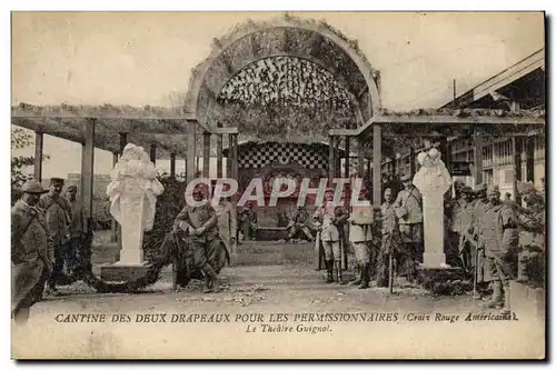 Cartes postales Theatre Guignol Cantine des deux drapeaux pour les permissionnaires Croix Rouge amricaine