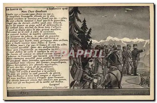 Cartes postales Theatre Guignol Mon cher Gnafron Militaria