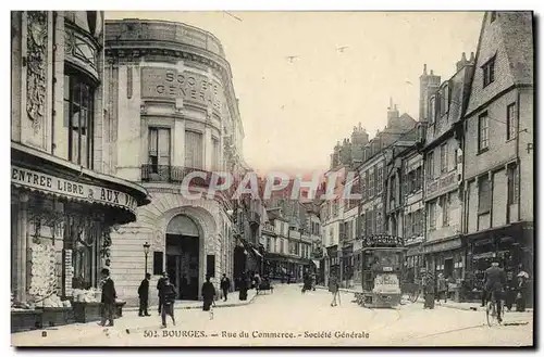 Cartes postales Banque Bourges Rue du commerce Societe Generale Tramway Quinquina St Raphael