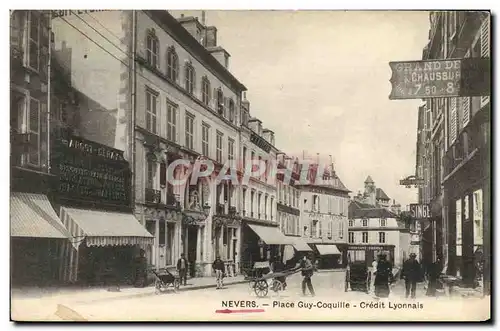 Cartes postales Banque Nevers Place Guy Coquille Credit Lyonnais