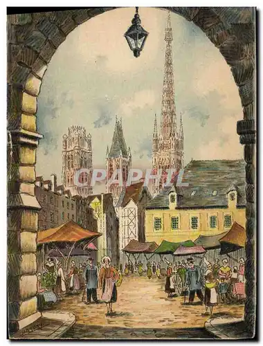 Ansichtskarte AK Fantaisie Illustrateur Barday Rouen L&#39ancienne place Haute Vieille Tour