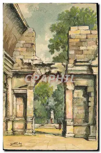 Cartes postales Fantaisie Illustrateur Barday Nimes le temple de Diane Interieur