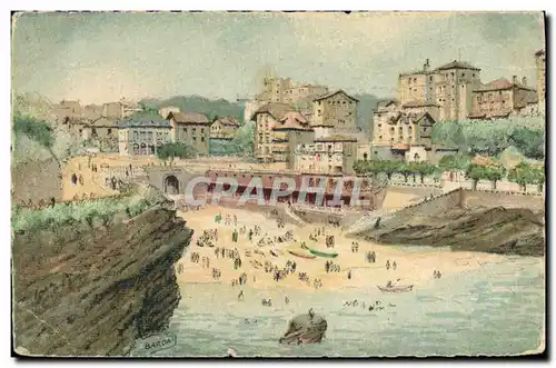 Ansichtskarte AK Fantaisie Illustrateur Barday Biarritz Le port vieux