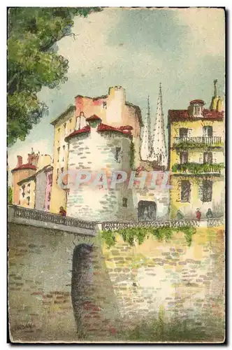 Cartes postales Fantaisie Illustrateur Barday Bayonne Les remparts et la tour de Lachepaillet