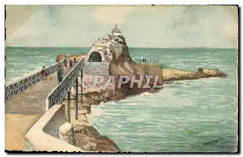 Cartes postales Fantaisie Illustrateur Barday Biarritz Le rocher de la vierge