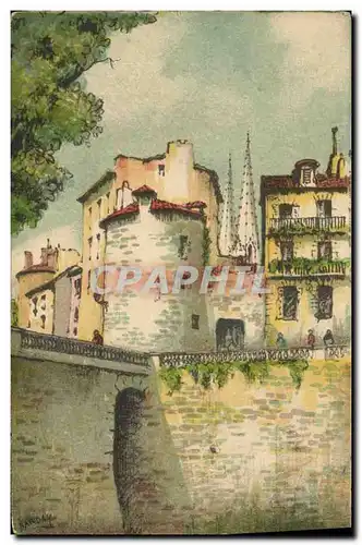 Cartes postales Fantaisie Illustrateur Barday Bayonne Les remparts et la Tour de Lachepaillet