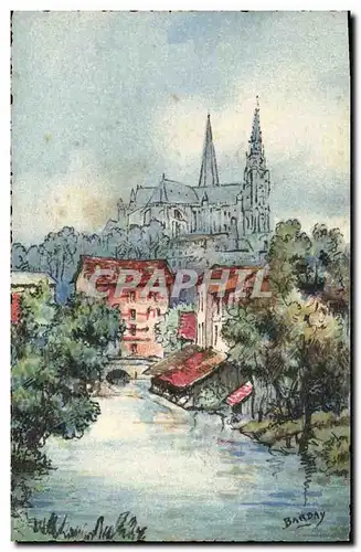 Cartes postales Fantaisie Illustrateur Barday Chartres Les bords de l&#39Eure