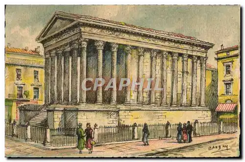 Cartes postales Fantaisie Illustrateur Barday Nimes La maison carree