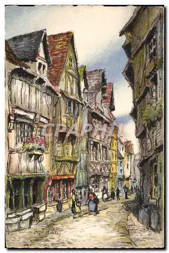 Ansichtskarte AK Fantaisie Illustrateur Barday Lisieux Vieilles maisons de la rue aux Fevres